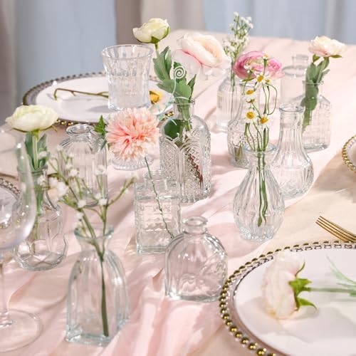 CUCUMI 24pcs Bud Vases for Centerpieces, Clear Glass Vase Decorations