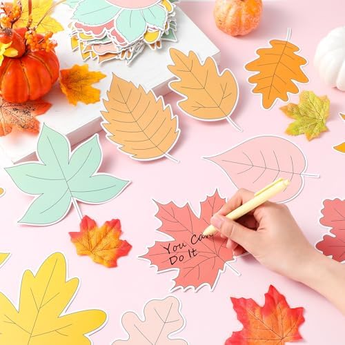 Pajean 60 Pcs Boho Fall Leaves Paper Cutouts Thanksgiving Maple Leaf Decor