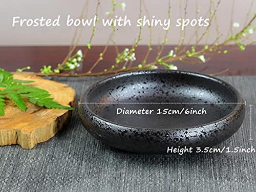 Japanese Ikebana Vase Kit, Flower Shallow Container Ceramics Ikebana Vase with 1.57inch Flower Frog and Floral Frog Floristry Kenzan Needle Straightening Tool (Frosted Bowl A with Spots)