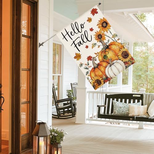 AVOIN colorlife Pumpkins Hello Fall House Flag 28x40 Inch Outside