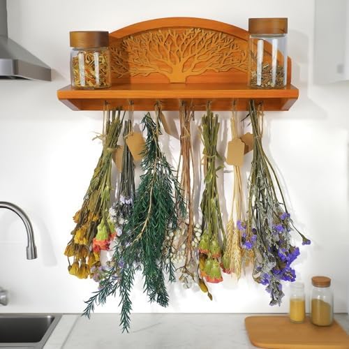 Tree Design Hanging Herb Drying Rack,Wall Holder for Bouquets & Spice Jars