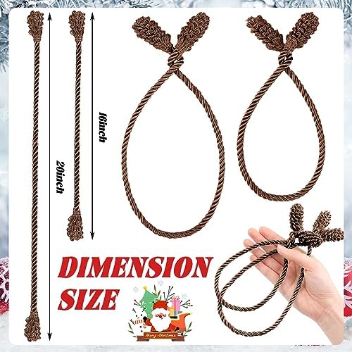 Riakrum 20 Pcs Christmas 20 Inches and 16 Inches Set Decorative Garland Twist Ties Garland Decor for Xmas Holiday Lights Bannisters Stairways Railings (Brown)
