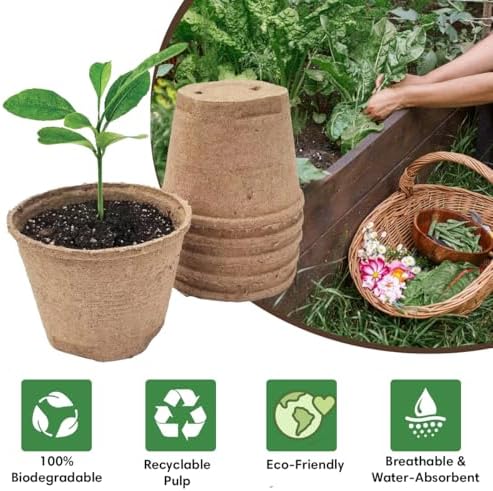 Seed Starter Kit - 10 Peat Pots, Coco Coir Discs & Markers