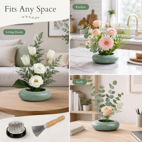 Ikebana Flower Frog Vase, Small Size Ceramic Water‑Drop Flower Pot