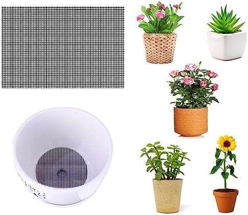Xiaokeis 5pcs Flower Pot Hole Mesh Pad, 7.87 x 11.81inch Bonsai Mesh Drainage Screens Plant Pot Drainage Meshs Plant Screen Meshs, DIY Drainages Netting Pots Bottom Grid Mat(Color:Black)