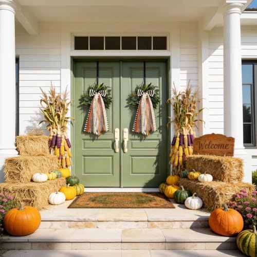 Halloween Black Striped Bow, Fall Wreaths Sash for Front Door Decor