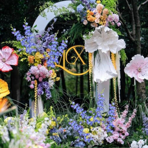 8 pcs Blue-Purple Delphinium Artificial Flowers, 34.25''Artificial Snapdragon Flowers Tall Fake Flowers Silk Flowers Faux Delphinium Bulk for Tall Vase Home Wedding Garden Table Decor (Blue-purple)