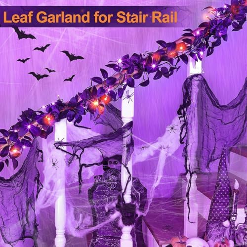 Timer - 6 Ft Halloween Garland with Lights and Black Roses Halloween Decor