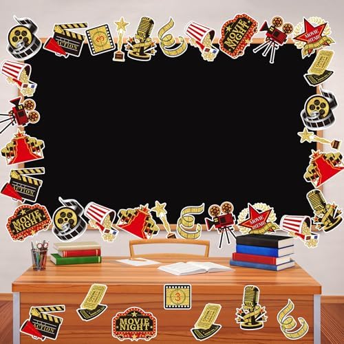Pajean 60 Pcs Movie Night Decorations for Classroom Film Reel Cutouts