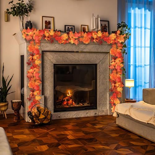 2 Pack 5.9Ft/Piece Fall Garland Maple Leaf Garlands for Fall Decor