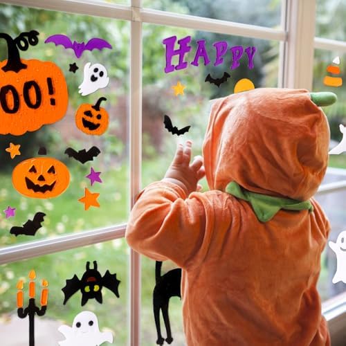 JOICEE 6 Sheets Halloween Gel Window Clings Decor