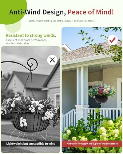 2 Sets Artificial Hanging Plants Flowers with Basket for Outdoors
