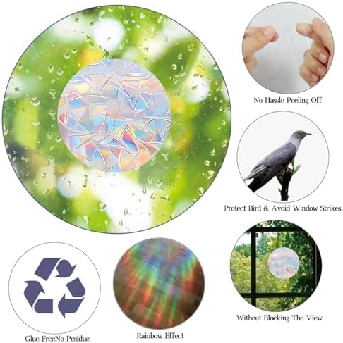 96 pcs of Circular Anti Bird Collision Window Stickers, Rainbow Stickers, Window Stickers, Bird and Window Protection Stickers, Glass Door Safety Stickers