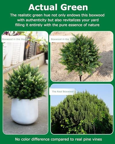 27.6'' Artificial Cedar Topiary Trees with Spikes, Set of 2 Fake Pine Shrubs Bushes Plants UV Resistant Evergreen Faux Cypress Tree for Planter Front Porch Outdoor Spring Decor Pot Fillers