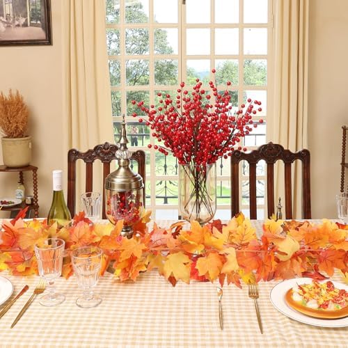 Joyhalo 6 Pack Fall Garland with Orange Leaves