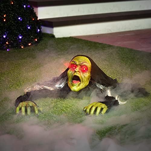 JOYIN Halloween Decoration Outdoor Zombie Groundbreaker, Halloween Outside Zombie Decor with Sound and Flashing Eyes, Scary Groundbreaker for Yard Lawn Graveyard Decorations, Haunted House Prop