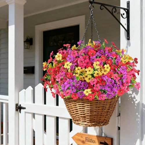 16PCS UV Resistant Artificial Flowers for Outdoors, Mix 4 Colors