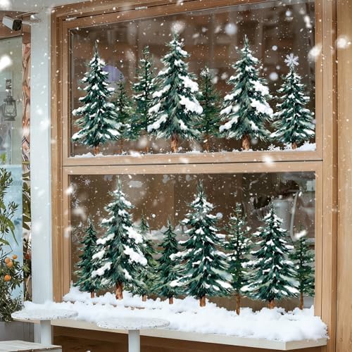 124 PCS Large Christmas Clings for Windows Trees Snowflake Window Clings Christmas Decorations