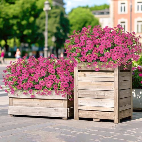 20 Bundles Artificial Flowers for Outdoors Fake Plants, Fuchsia