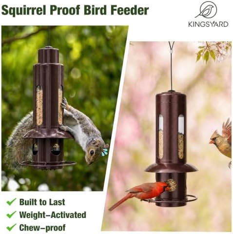 Kingsyard Squirrel Proof Hanging Bird Feeder for Outdoors