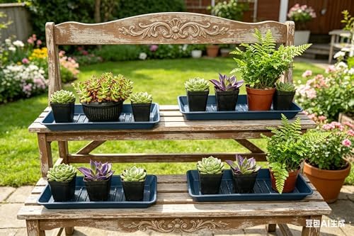 2 Pack Plastic Plant Tray Saucer Rectangular 23 24 Inch, Plant Trays Saucers for Indoor Outdoor, Water Drip Tray for Flower Pot Planter, Windowsill, 8 x 23.6 Inches, Blue