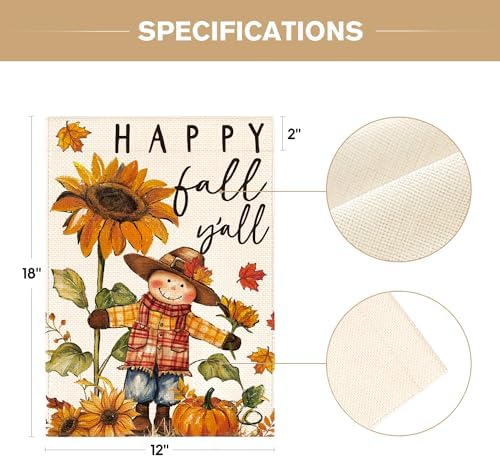 AVOIN colorlife Fall Scarecrow Garden Flag 12x18 Inch for Outside