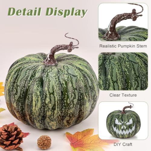 6.3in Green Artificial Pumpkin Lifelike Fake Foam Craft Pumpkins