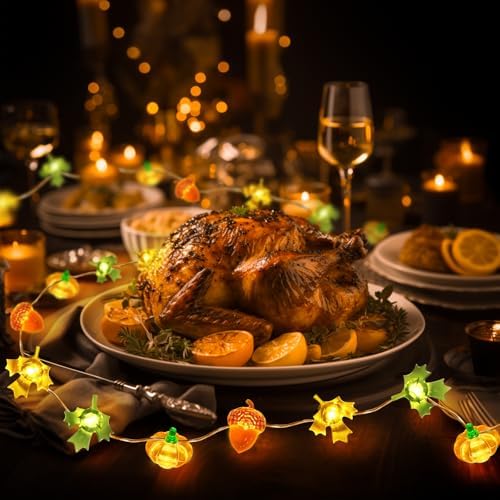 Coquimbo Fall Decor Thanksgiving Lights, 10FT 30 LED Pumpkin Maple Lights
