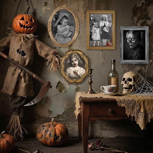 Scary Halloween Decoration Indoor Home Wall Decor Changing Picture, 6Pcs