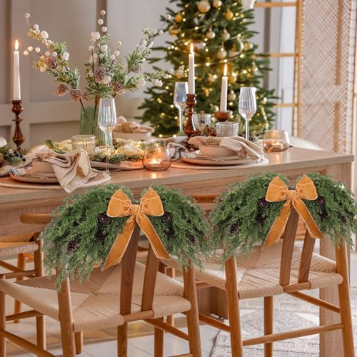 Suncalla 2 Pack 31.5" Christmas Swag Decoration, Cedar, Khaki