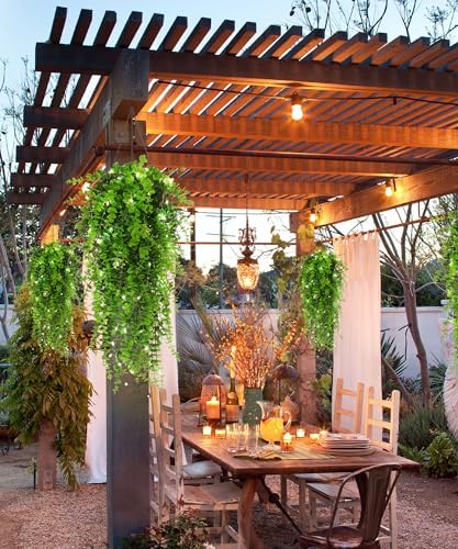 RECUTMS Hanging Plants Outdoor UV Resistant Faux Draping Green Plants 3Pack