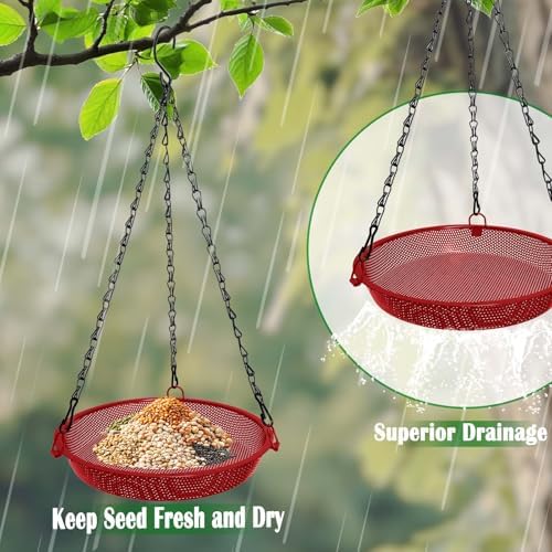 Hanging Platform Bird Feeder, 9 in, Red