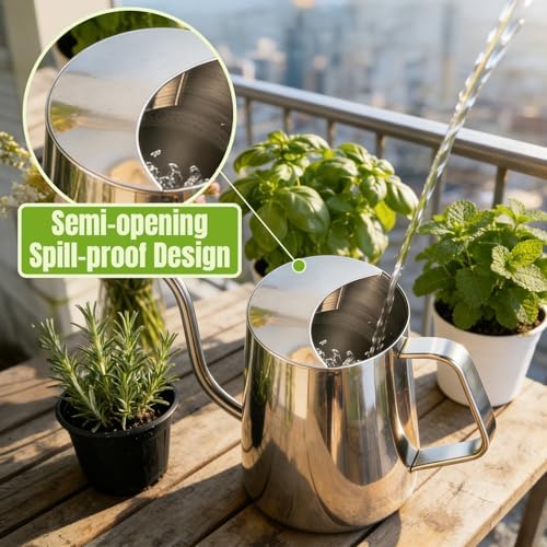 Plant Watering Can, 304 Stainless Steel Watering Can Indoor, 34 oz