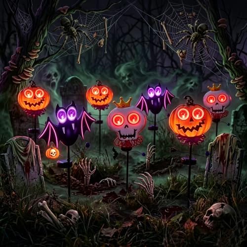 Solar Halloween Skull Garden Stake Light, Spooky Halloween Decorations