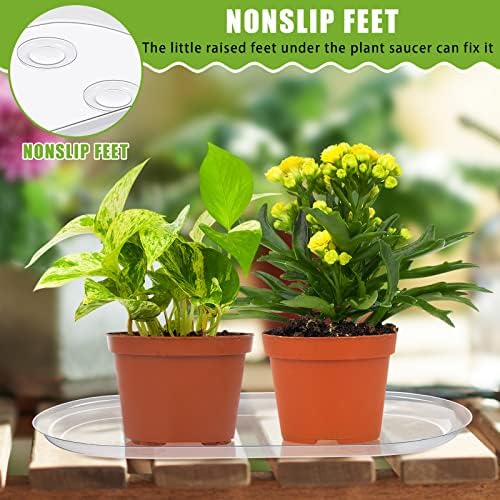 5 Pcs 14 x 4.6 Inch Plant Trays, Plastic Saucers for Window Sills, Clear