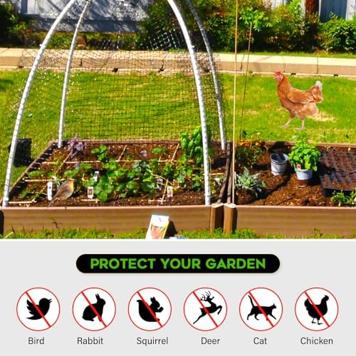 FEED GARDEN Garden Netting 7FT x 25FT for Raised Beds, Heavy Duty Bird Netting & Deer Fence with 3/4 Inch Mesh, UV Resistant Garden Cover for Strawberries, Vegetables, Flowers and Garden Plants