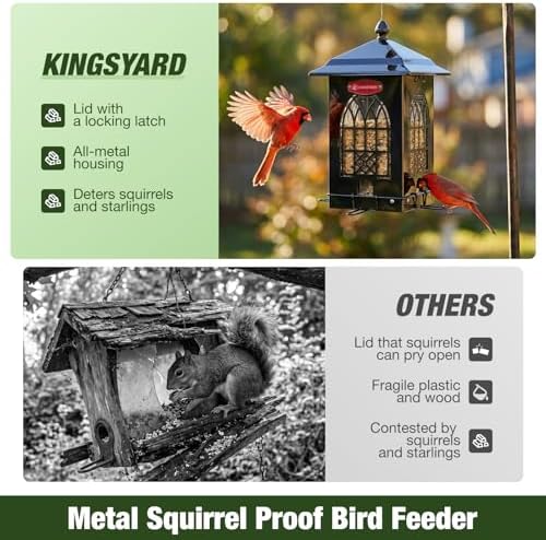 Kingsyard 5 Lbs Squirrel Proof Bird Feeders with Weight-Activated Perches
