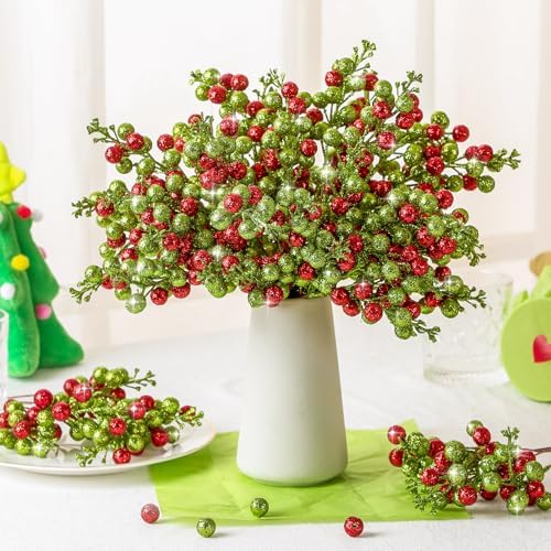 Thiccywoov 48 Pcs Christmas Picks and Sprays Tree Picks, 8 Inch