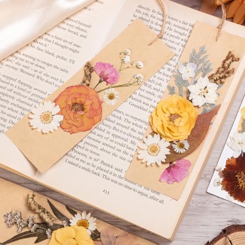90pcs Boho Pressed Flowers Bulk, Vintage Dried Flower Leaves, Natural Fall Pressed Dried Flowers with Tweezer for DIY Crafts Resin Mold Candles Cake Bridal Scrapbooking Supplies