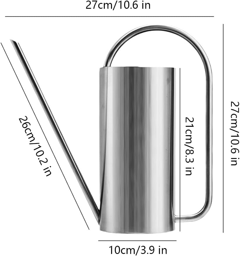 Watering Can for Indoor Plants, 50 oz/1.5L Stainless Steel Watering Can Pot with Long Spout, Garden Watering Cans with
