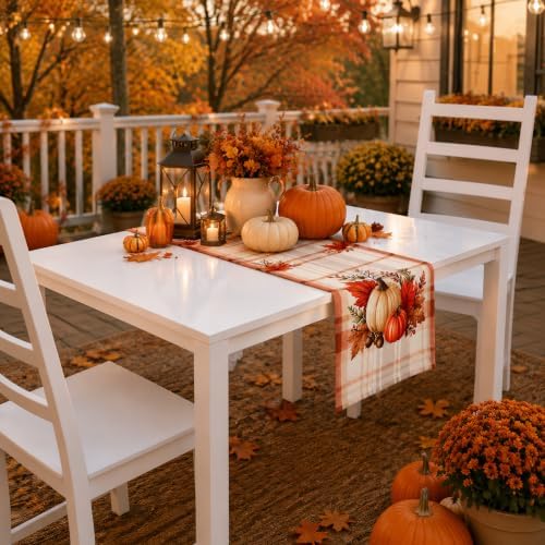 Thanksgiving Decorations - Pumpkin Maple Leaf Table Runner | Fall Decor