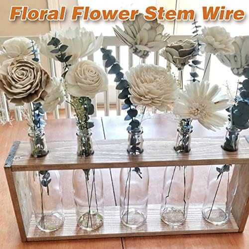 200 Pcs Floral Flower Stem Wire,16 Inch 22 Gauge Floral Stems,Green Crafting Floral Stem for Flower Arrangements DIY,Bouquent Stem Wrapping and Crafts
