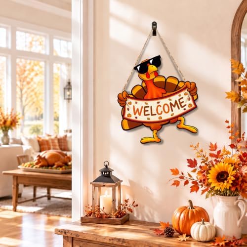 Thanksgiving decorations For Home Cute Turkey Front Door Decor Pumpkin Sign