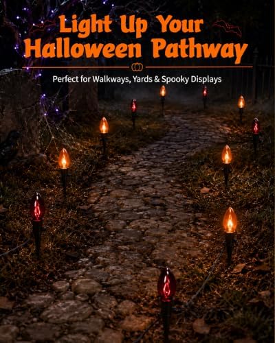 Halloween Pathway Lights with 10 C9 Incandescent Glass Bulbs