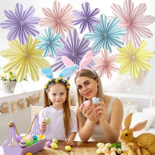 Paper Flowers Decorations for Wall Pastel Paper Flower Fans 10Pcs