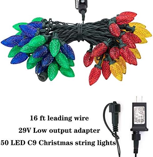 AWQ 50LED 49FT C9 Christmas String Lights Plug in Fairy Twinkle Multicolor