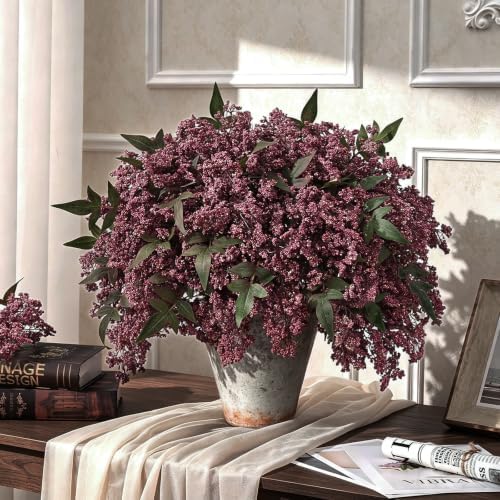 12 Pcs 17 in Realistic Berry Stems, Artificial Nandina Branches Fall Decor