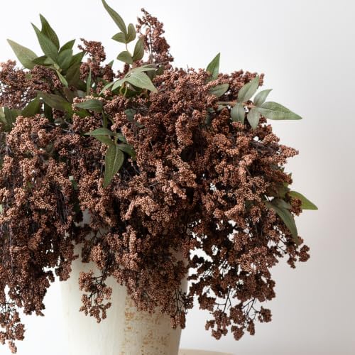 6 Pcs 43'' Artificial Nandina Berry Stems Brown Faux Branches Home Decor