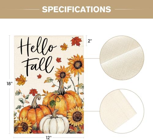 AVOIN colorlife Pumpkins Hello Fall Garden Flag 12x18 Inch Outside