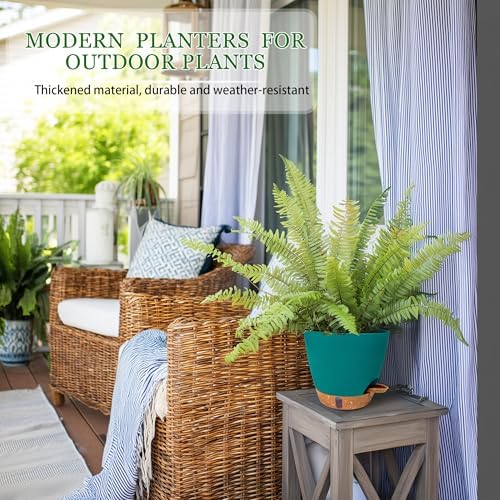 2 Pack 8 inch Plant Pots, Plastic Self Watering Planters